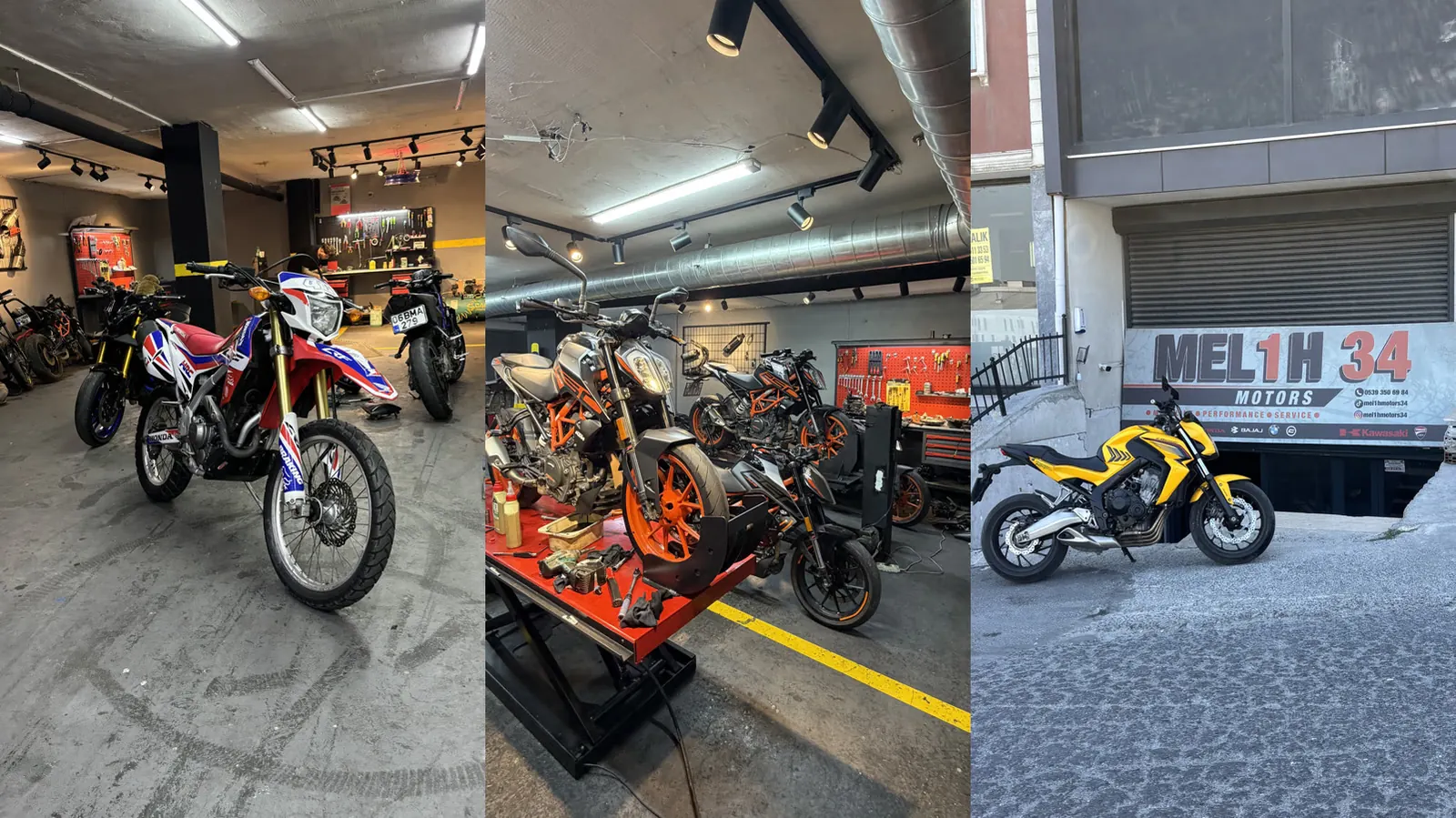 Mel1h Motors 34 motosiklet bakım alanı